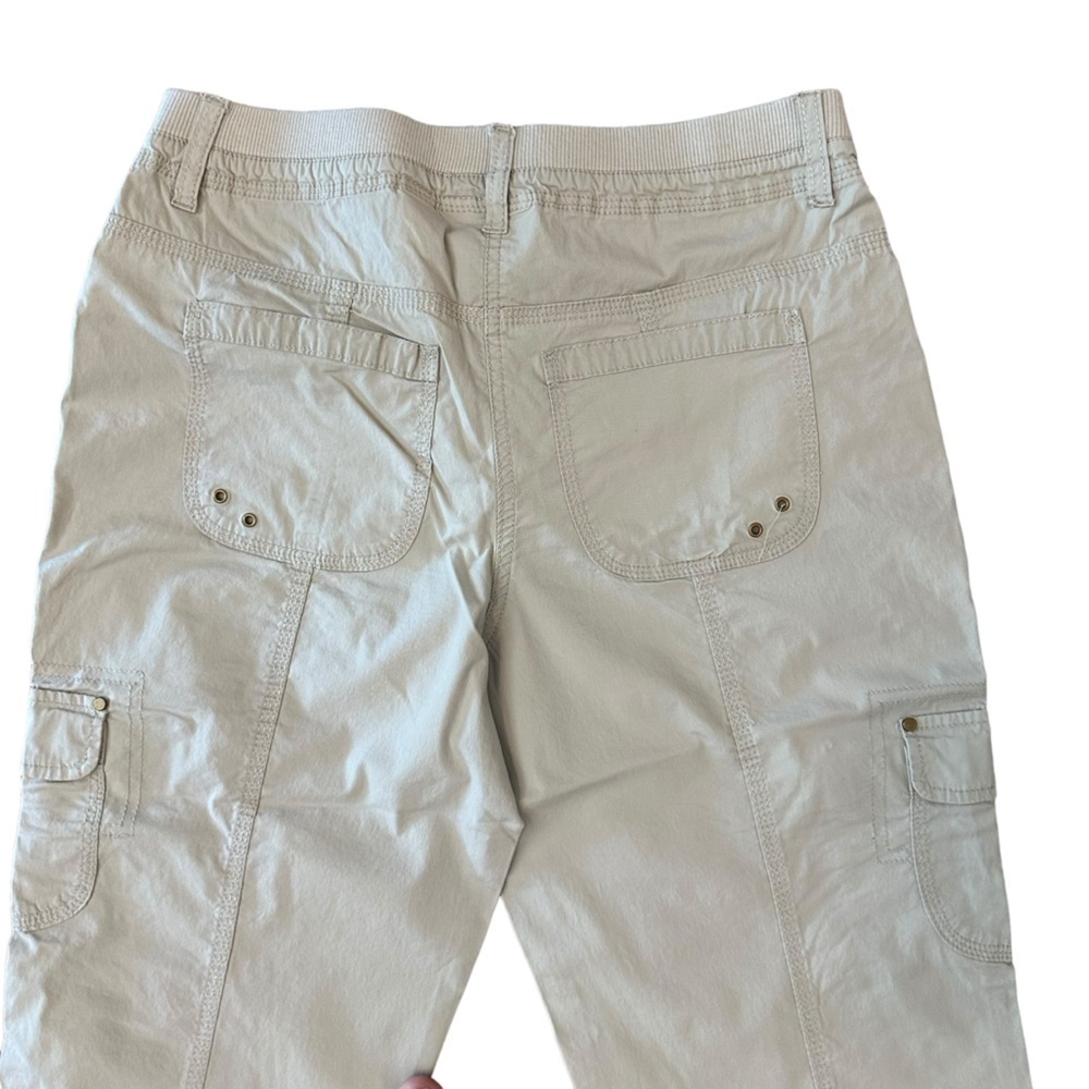 Chico's lightweight utility style mid rise pants light tan cropped capri length - Picture 7 of 15